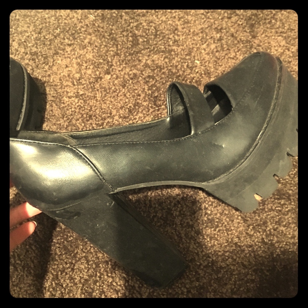 Leather platform heels